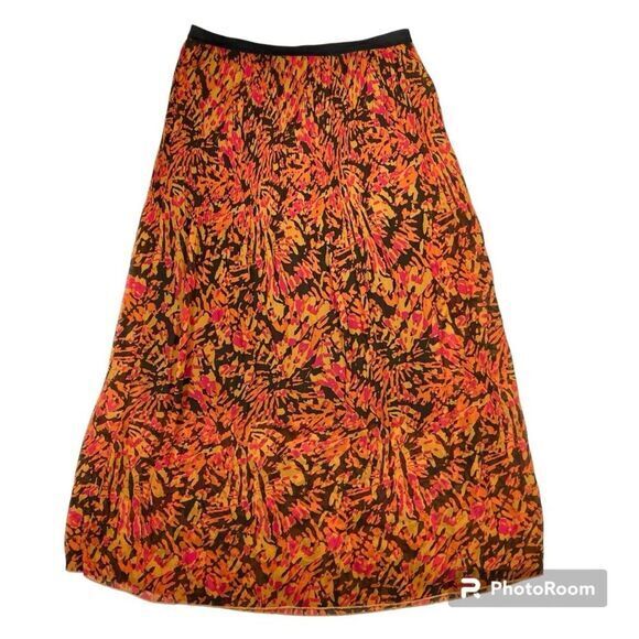 Allison Brittney Maxi Skirt Women S Orange Red Abstract Print Boho Beach Coastal - Picture 1 of 7
